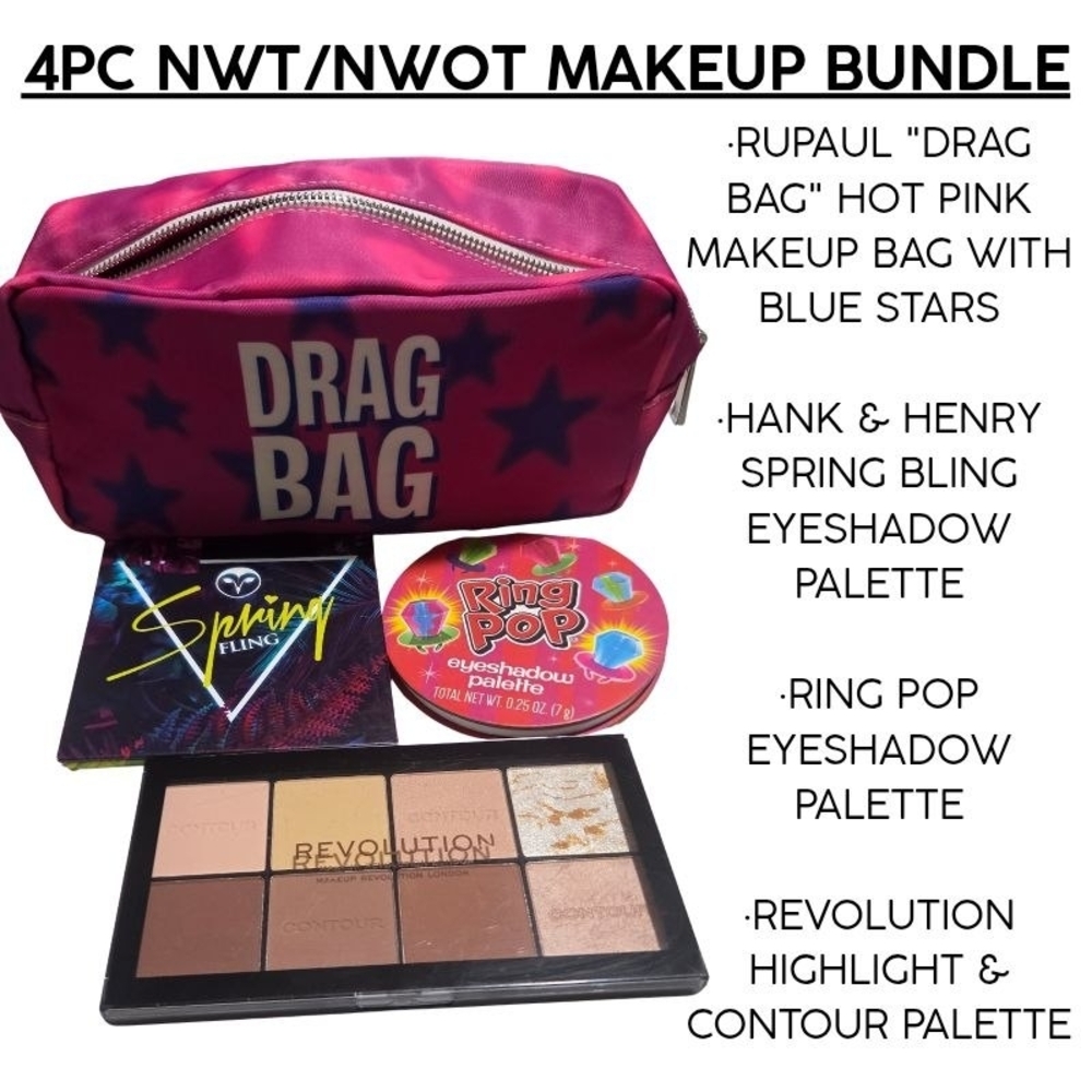 Hot Pink 'DRAG BAG' Makeup Pouch with Star Print